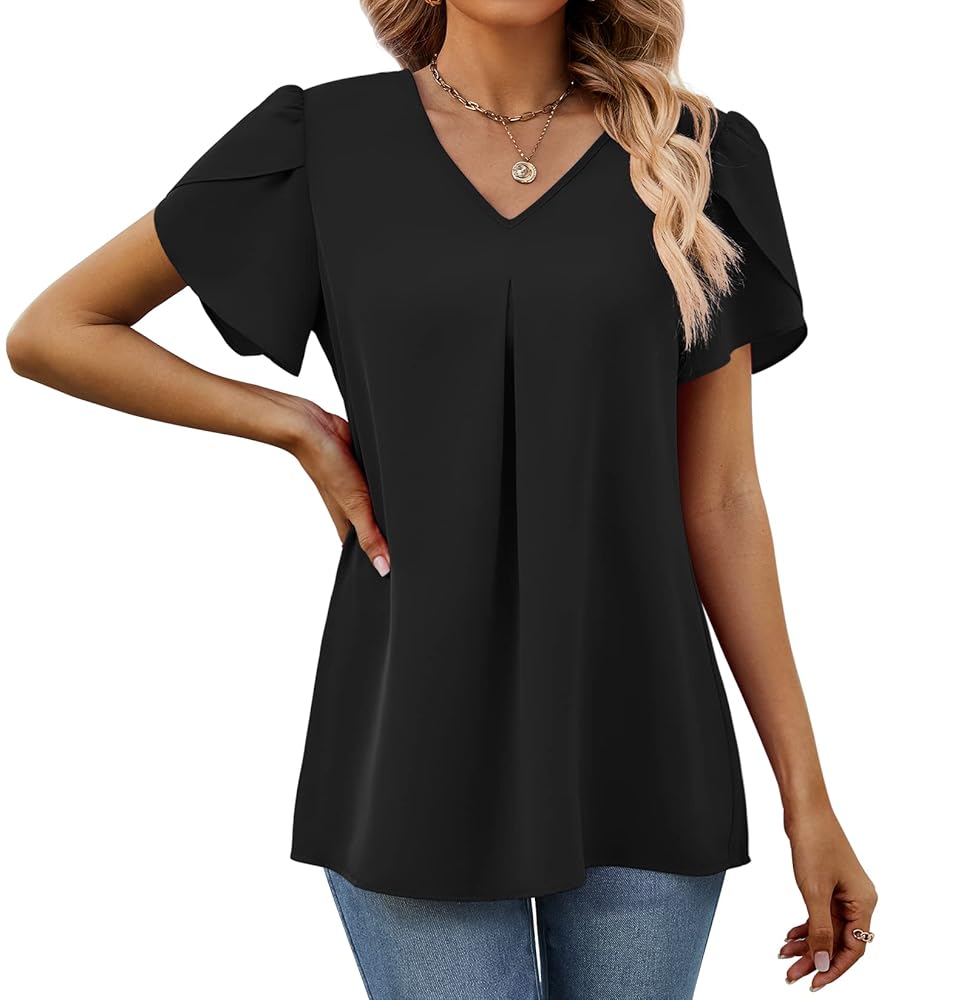 Funlingo 2025 Short Sleeve Shirts for Women Dressy Causal